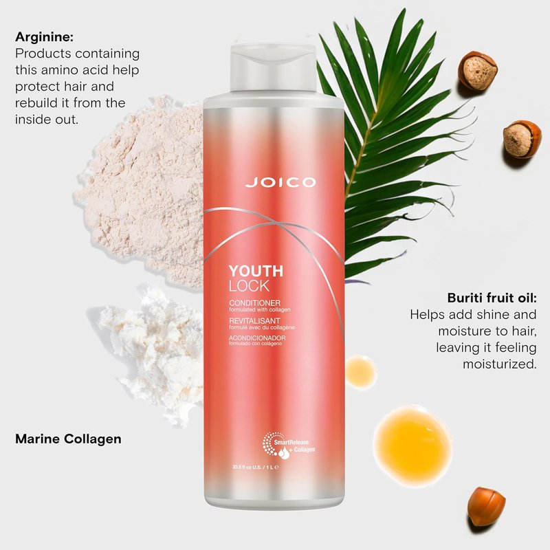 Joico YouthLock Conditioner Formulated with Collagen | Youthful Body & Bounce | Soften and Detangle Hair | Boost Shine