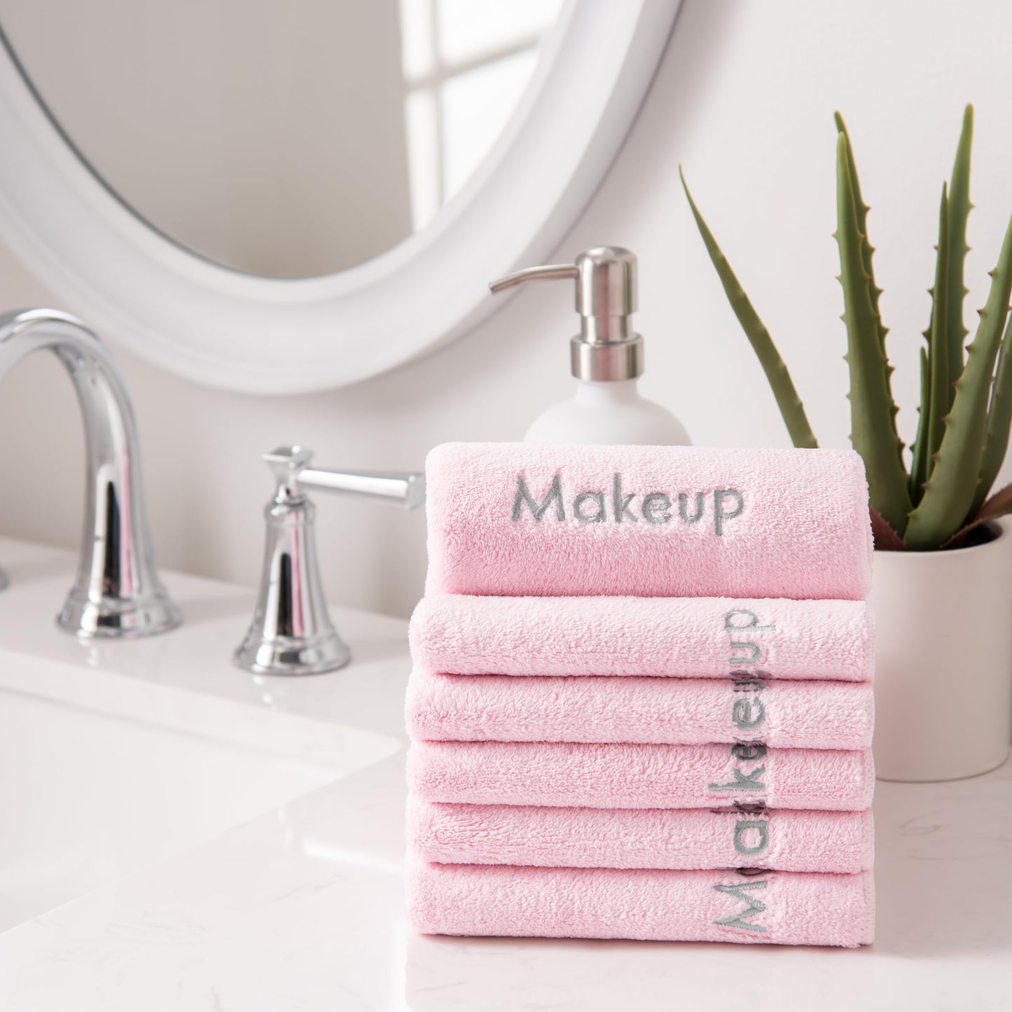 Arkwright Makeup Remover Cloths 6 Pack - Microfiber Coral Fleece Face Towels, Ultra Soft Reusable Washcloths, Gentle Facial Cleansing for Waterproof Makeup, 13 x 13, Pink