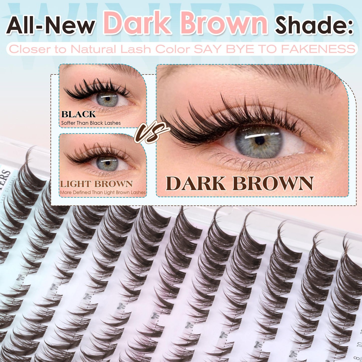 Winifred Brown Lash Clusters Pre-Mapped Cat Eye Lashes Manga Cluster Eyelash Extensions Fox Eye Lash Clusters Anime Lashes Fairy Eyelash Cluster Left&Right Individual Lashes