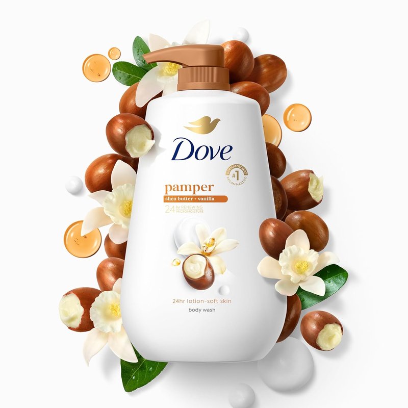 Dove Body Wash - Shea Butter & Vanilla Moisturizing Cleanser | 24-Hour Hydration, 30.6 oz
