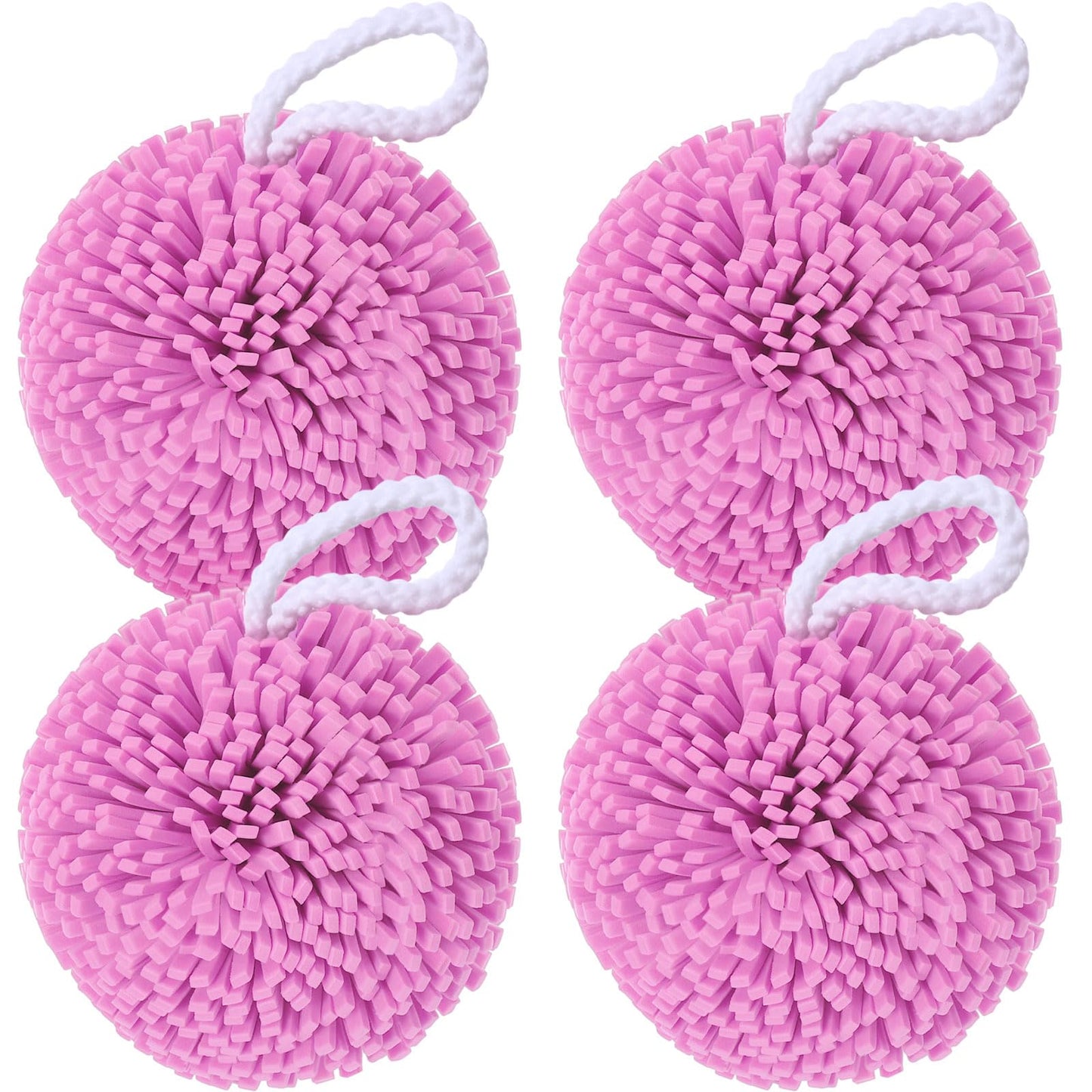 Teenyyou 4 Pcs Bath Sponge Shower Pouf Loofahs Shower Puff Exfoliating Loofah Bath Accessories Cleaning Tool for Body Gift Baskets Lavender Spa Gifts for Women Mom (Pink)