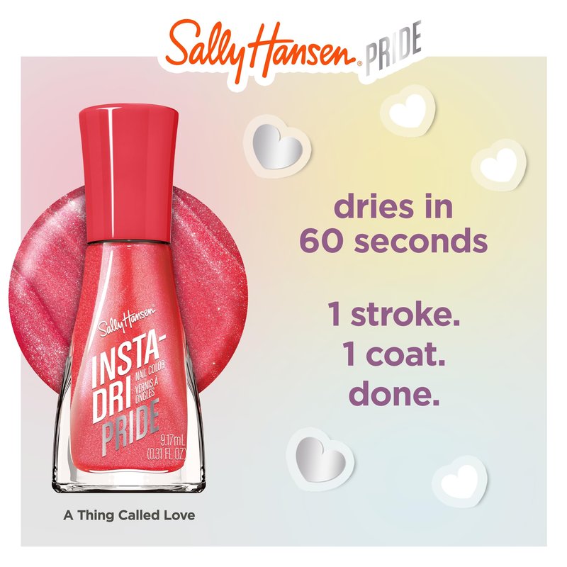 Sally Hansen Insta-Dri Pride Nail Polish | Quick Dry, Long Lasting, Streak-Free Shine | Opaque, Glossy | 758 A Thing Called Love | Soft Coral Red Nail Color