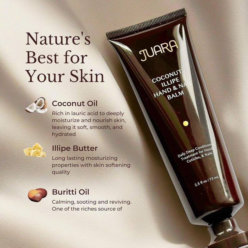 Juara Hand & Nail Balm | Anti-Aging Moisturizing Cream for Dry, Cracked Hands - Coconut Oil & Shea Butter, 3.4 oz