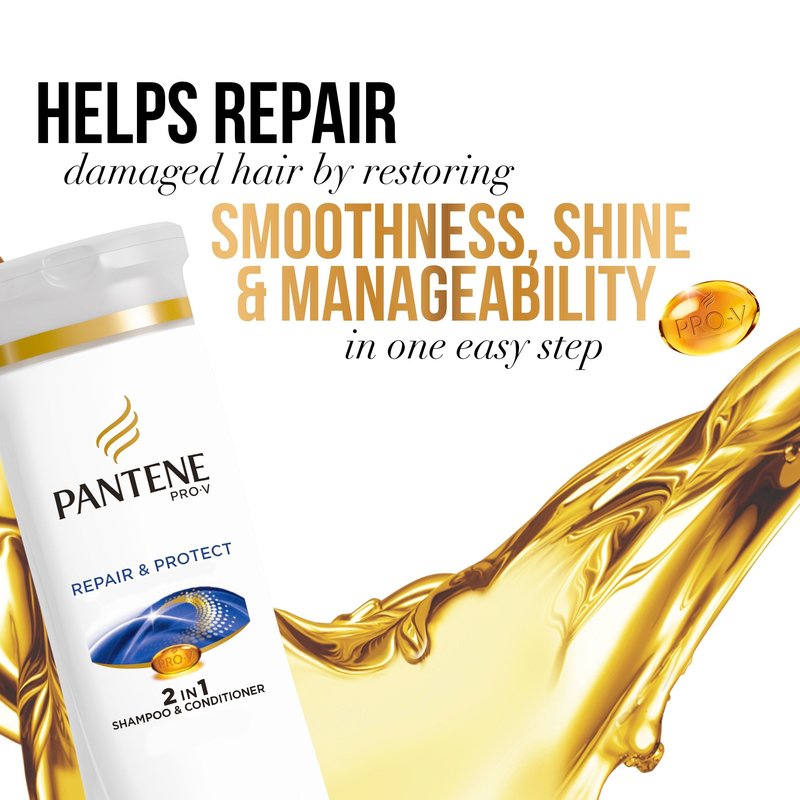 Pantene Pro-V 2 in 1 Shampoo & Conditioner, Repair & Protect with Keratin, 12.6 Ounce