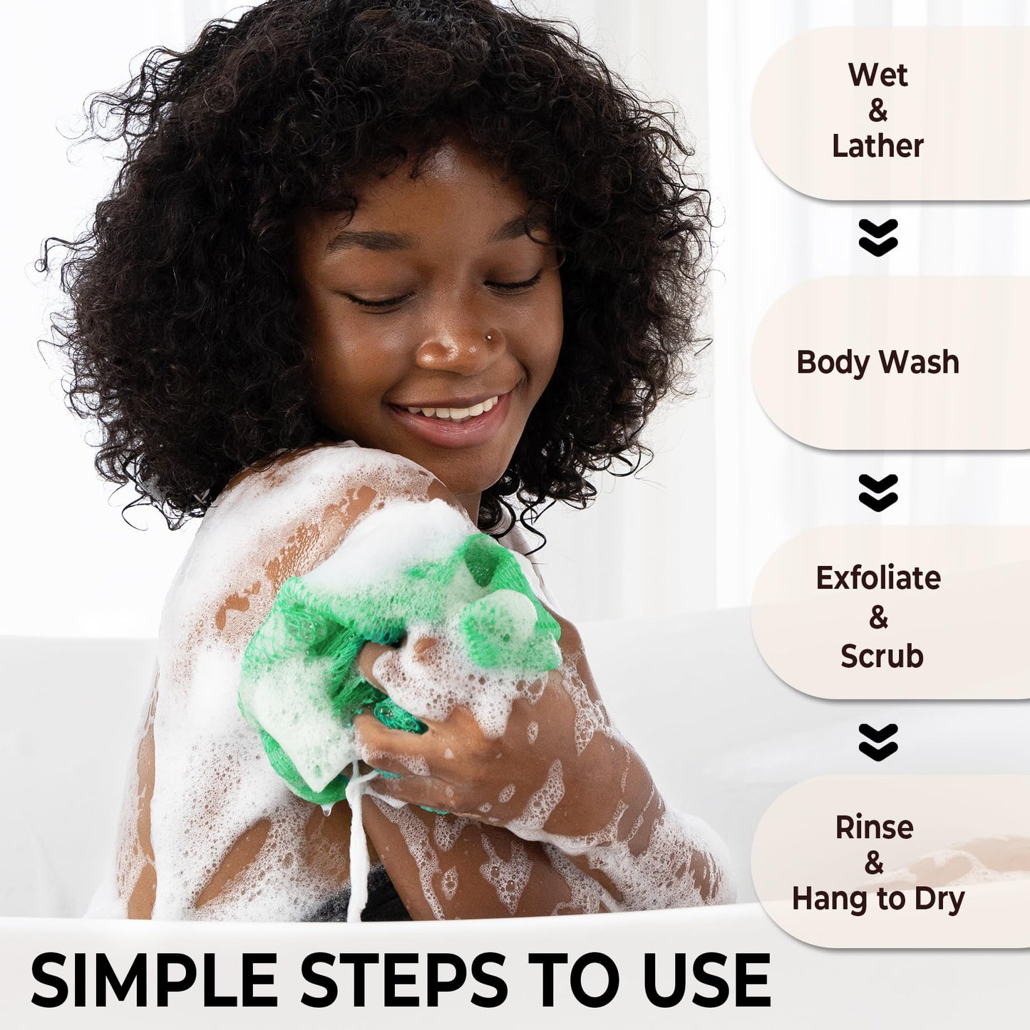 African Net Sponge Authentic - Afro Scrub Exfoliating Net Sponges with Knots - Real African Bath Sponge Washcloth for Shower - Body Exfoliator Scrubber (SeawaveTangerine, Count, 2.0)