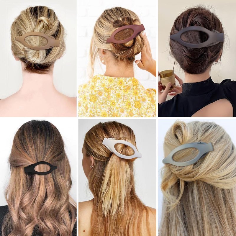 CHANDAT Flat Hair Clip 6 pcs Lay Down Claw Clips Hair Accessories for Women -Basic