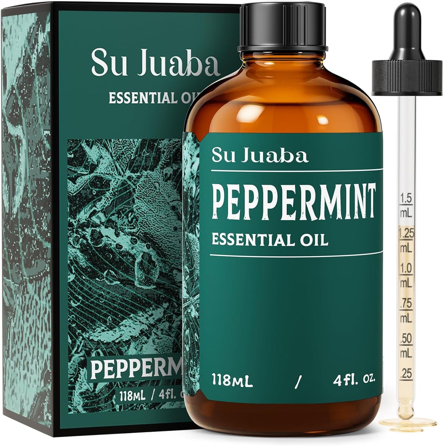 SU JUABA Peppermint Oil - 100% Pure & Natural Aromatherapy Oil for Skin, Hair, Diffuser | 4 Fl Oz (118ML)