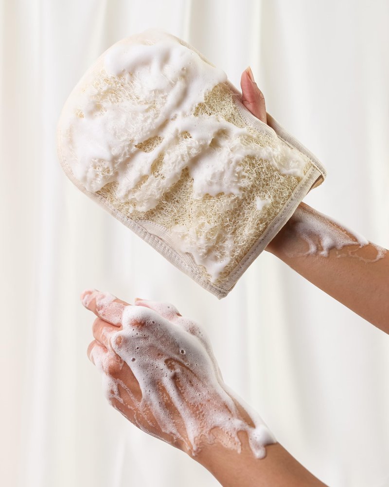 Cottegy Premium Exfoliating Loofah Gloves – Natural Egyptian Loufa Sponge Body Scrubber Mitts for Soft, Radiant Skin – Left and Right Thumb Holes - Gentle Exfoliation & Deep Clean (1-Pack) (Count 2)