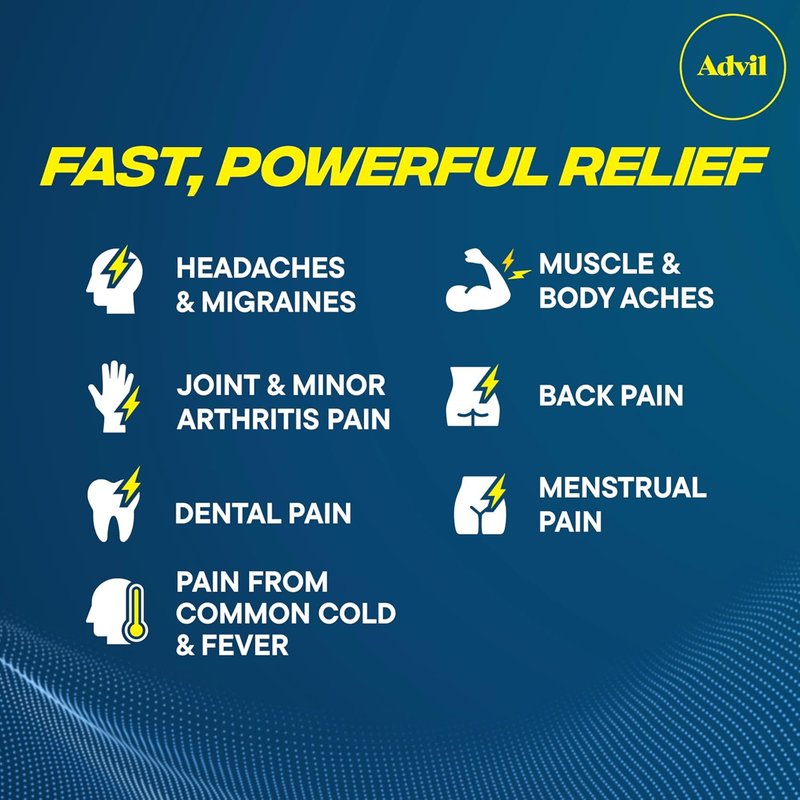 Advil Pain Reliever - Ibuprofen 200mg for Headache, Backache & Joint Pain Relief | 50 Coated Tablets