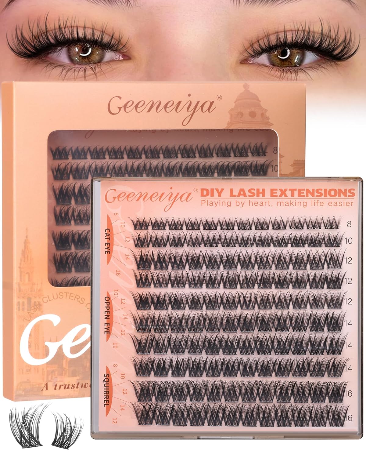Wispy Lash Clusters - Natural 8-16MM C Curl Eyelash Extensions | Soft Thin Band for DIY Beginners