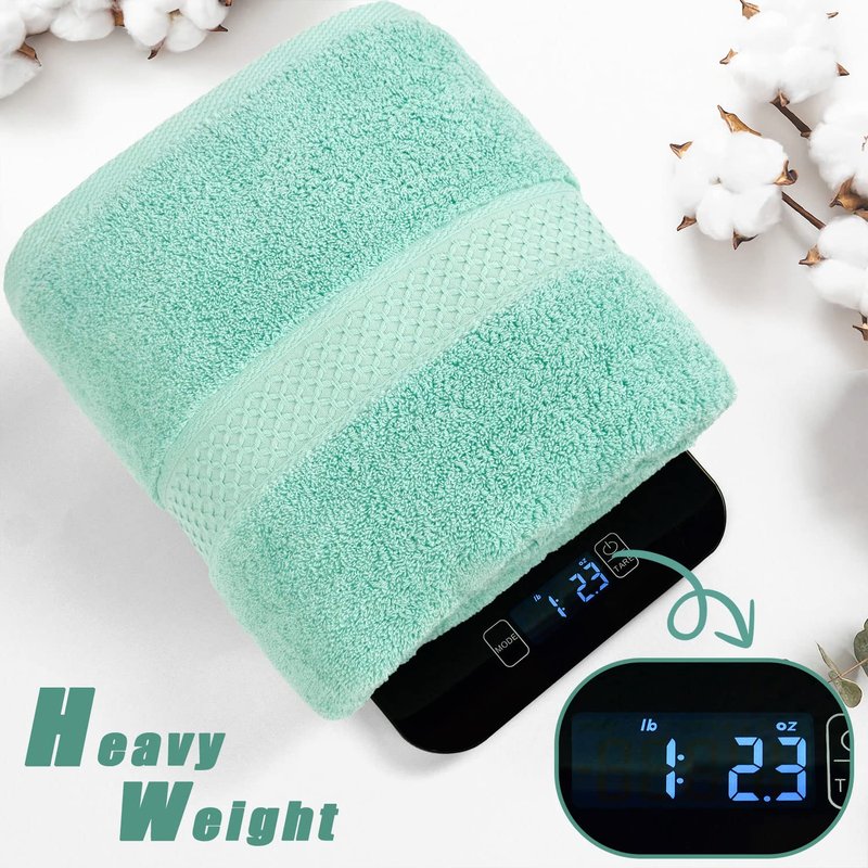 Cleanbear Bath Towels Set of 2 Shower Towels Ultra Soft Cotton Towel for Bathrooms 2 Colors 55 by 27 Inches Thick Bath Towel for Body Drying (Light-Brown and Teal)