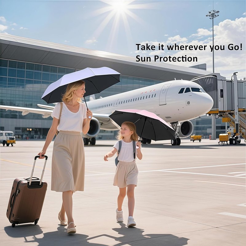 BAODINI Mini Travel Umbrella - Compact UV Sun Protection | Lightweight & Portable for Women, Kids, Men
