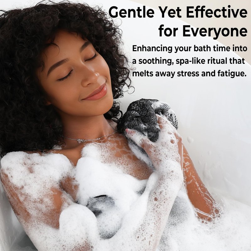 African Net Sponge Black and AntiGolden - 2 Pieces Authentic African Bath Sponges with Knots - Exfoliating Body Scrubber for Men - Back Scrub Exfoliator for Shower Bathroom Accessories