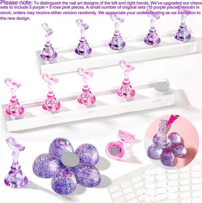 Nail Stand for Press Ons | Solid Acrylic Nail Holder with Magnets for Art Design & Practice - 2 Pack