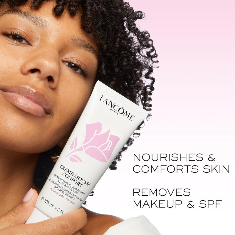 Lancôme Foaming Facial Cleanser - Gentle Hydrating Cream Cleanser with Rosehip Oil | 4.2 Fl Oz