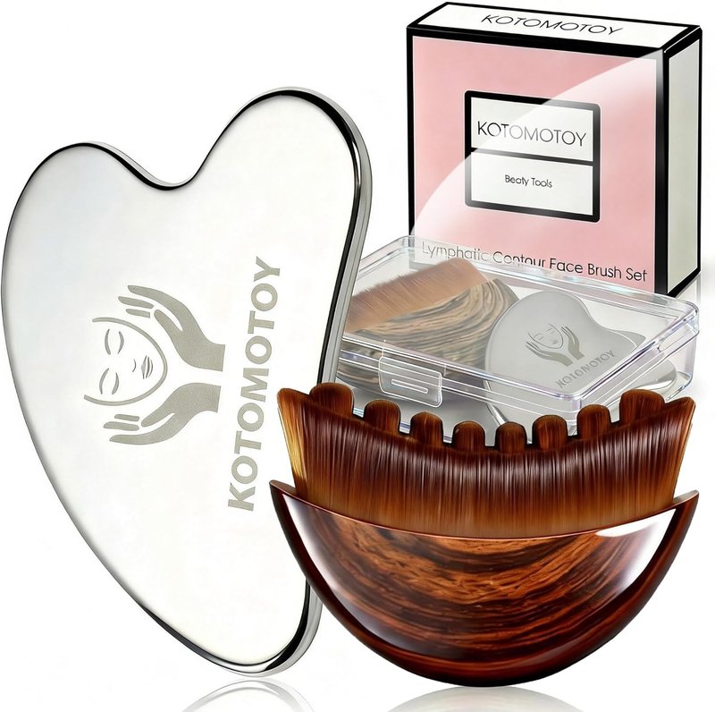 Skiennix Lymphatic Contour Face Brush - Sculpting Gua Sha Tool for Anti-Puffiness & Skin Glow | Detox & Lift