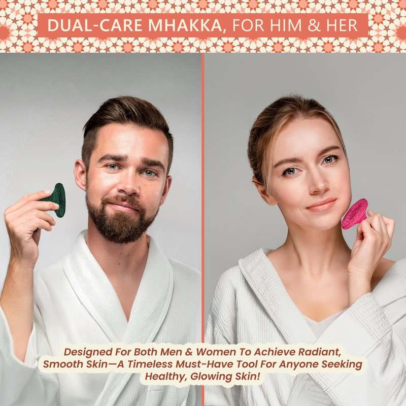 Face Scrubber Exfoliator – Gentle Face Exfoliator Scrubber & Facial Brush for Cleaning and Exfoliating – Moroccan Clay & Sabra Fabric Pad for Smooth Radiant Skin, Men & Women