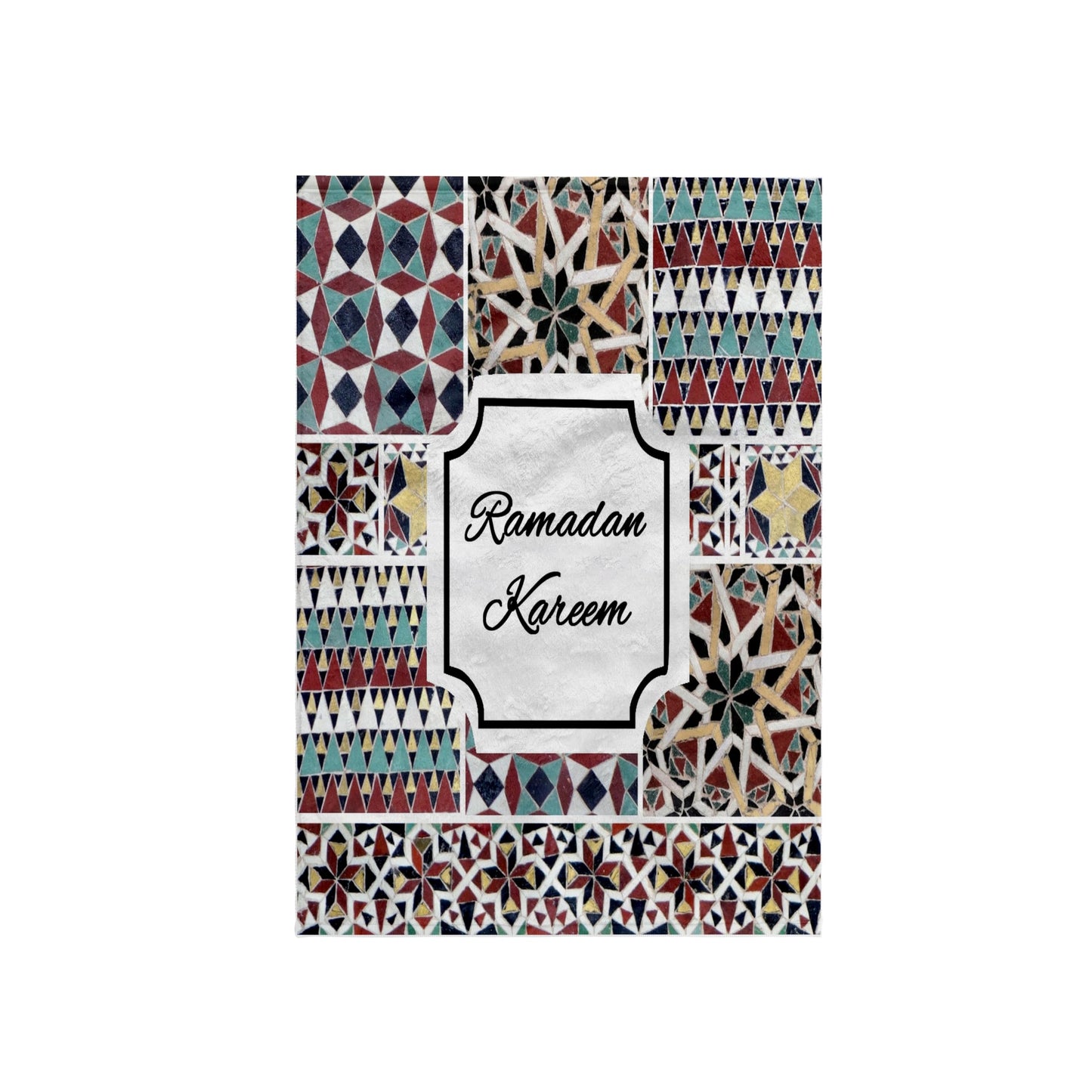 3dRose - InspirationzStore - Occasions - Ramadan Kareem - Blessed Happy Eid Wish - Red Mint Turquoise Mosaic - Towels (twl-342498-1)