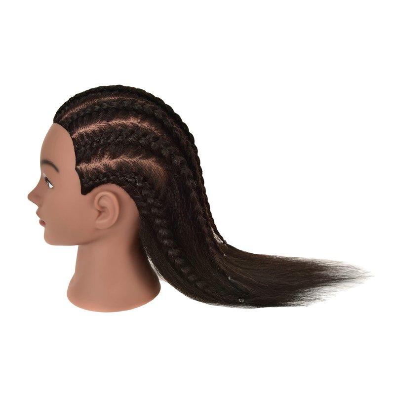 RIHANNAHAIR 100% Real Human Hair Mannequin Head Manikin Doll Style Head with Stand for Braiding Styling Practice Cosmetology Barber Training Display
