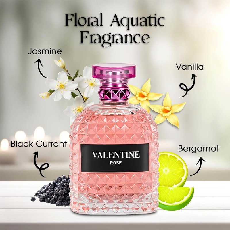 A CENTER 4PCS Perfume Set for Women - Floral Fragrance Gift Set with Vanilla,Sweet Fruity, Eau De Parfume| 3.4 Fl Oz Each Women's Cologne(Valentine Milano/Rose/Green,Valuable)