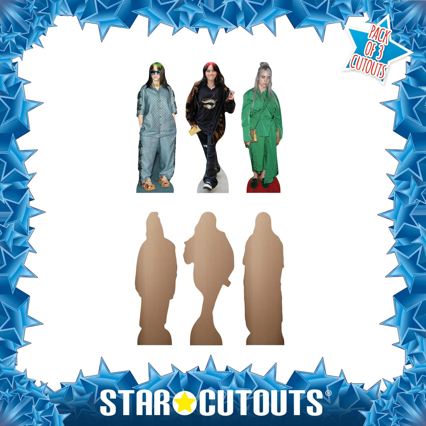 Star Cutouts CS1395 B Eilish Shelf Top Cardboard Cutout Pack – 31cm, Music Fans & Room Display