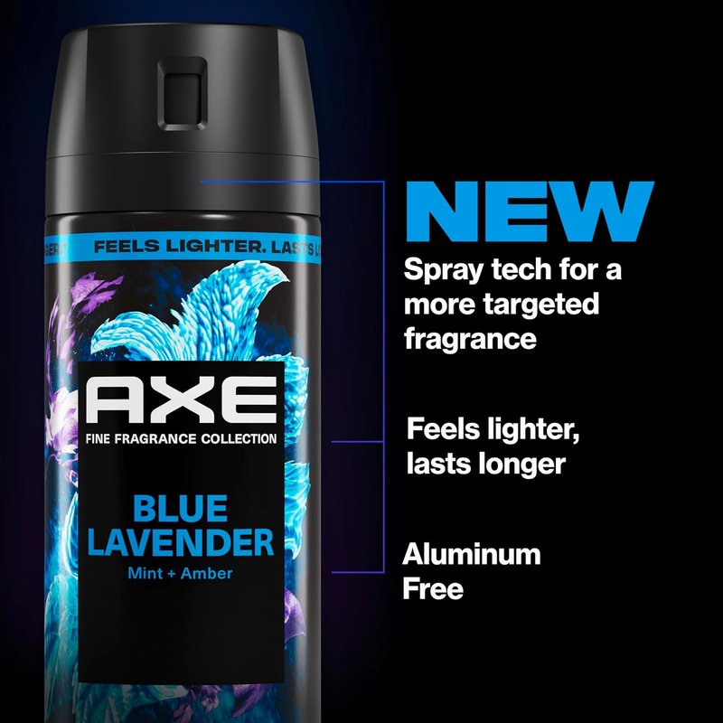 AXE Fine Fragrance Collection Body Spray 3 Count Blue Lavender 72 Hour Freshness Aluminum Free 2.9 oz