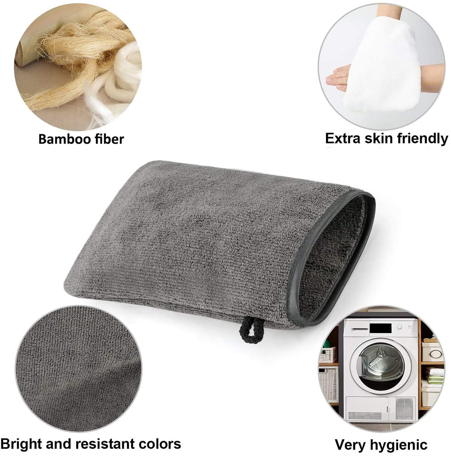 PHOGARY Microfiber Face Cloths, 6"x8" Fast Drying Bath Mitts Washcloth, Super Absorbent Soft Lightweight Towel Body Facial Cloths Small Wash Mitt for Travel Showering Washing Face(6 Pack,White & Grey)