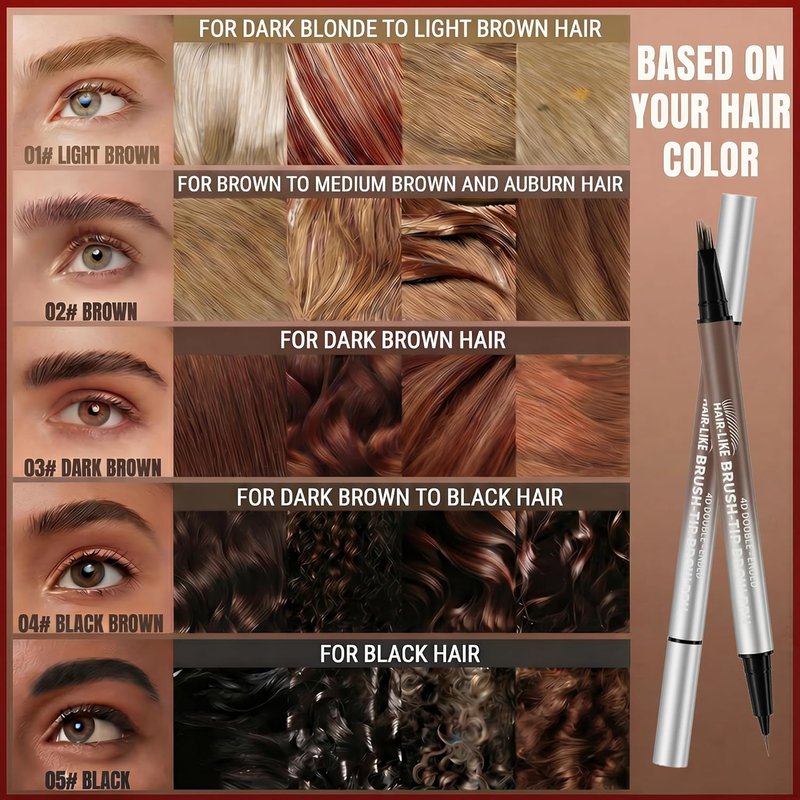 Eyebrow Pencil - 2-in-1 Microblading Pen with Ultra-Fine Tips | Waterproof Long-Lasting Formula for Natural Fuller Brows, Black