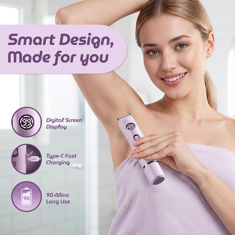NUVA 4-in-1 Bikini Trimmer for Women | Painless Electric Razors & Shavers with Interchangeable Heads | Cordless Body & Facial Hair Trimmer with Ceramic Blade, IPX7 Waterproof and USB Rechargeable
