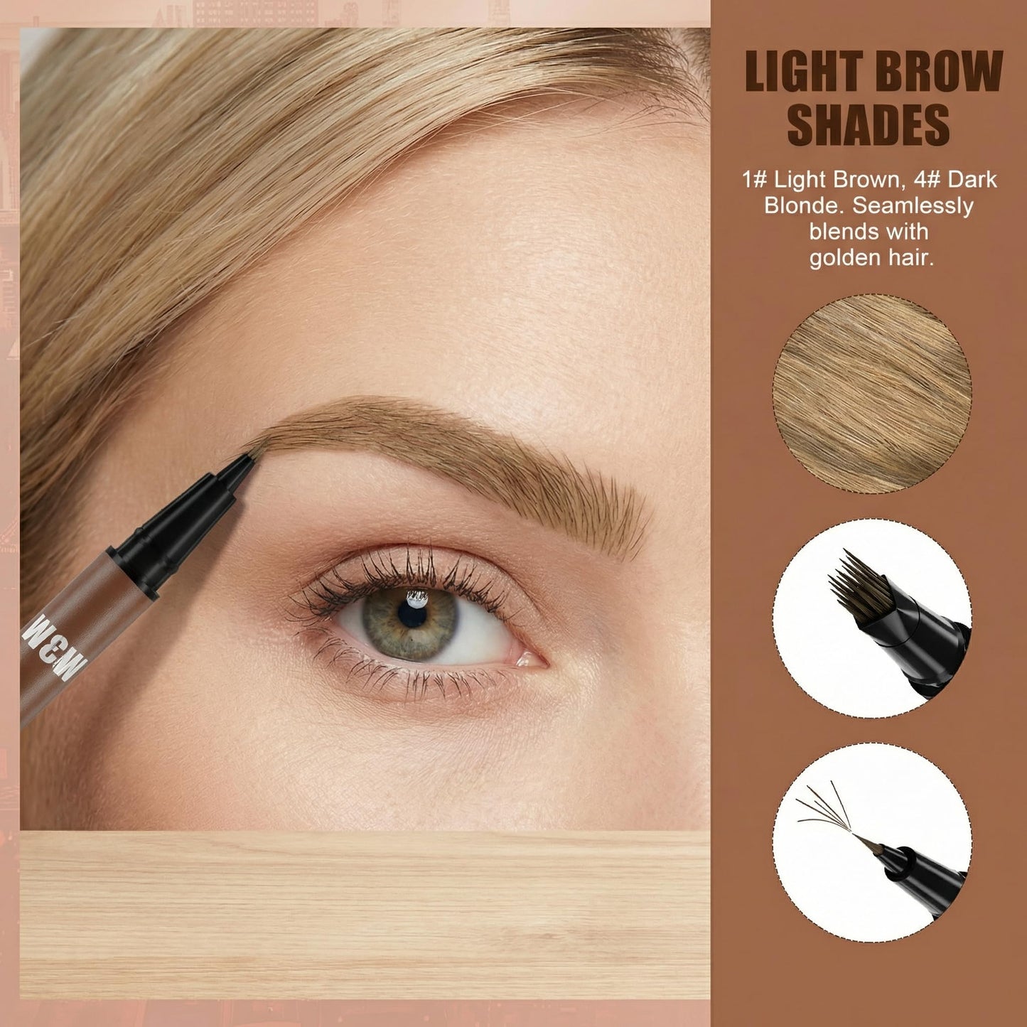 YeMoMo 4D Double-Ended Eyebrow Pen, Hair-Like Brush Tip, Waterproof Brow Tint with Soft Nib, Available in 5 Natural Colors (3#Dark Brown)