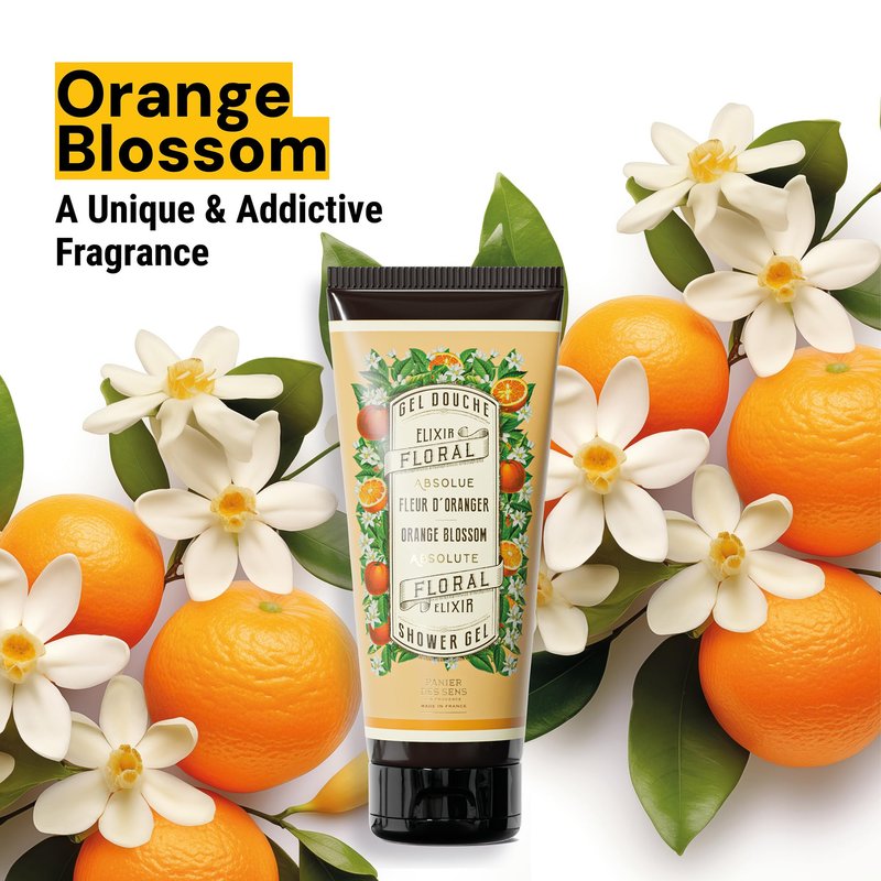 Panier des Sens - Orange Blossom Moisturizing Body Wash for Women & Men - Gentle Shower Gel 95% Natural Ingredients for Normal, Sensitive Skin - Body Care Made in France, SLS Free, Vegan - 6.8 Floz