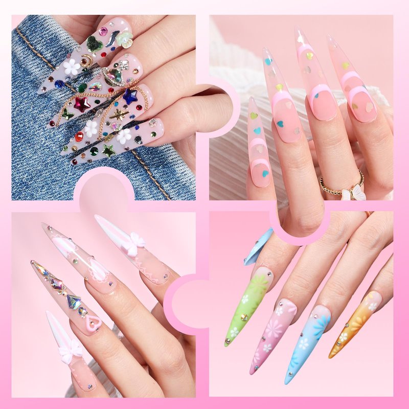Beetles Tipex Lite Instant Apex Nail Tips, XL Long Stiletto, 16 Sizes | 00–14, 160PCS, Built-in Apex Acrylic Tips for Flat & Natural Nail Beds, Beginner-Friendly Easy DIY Nail Extensions