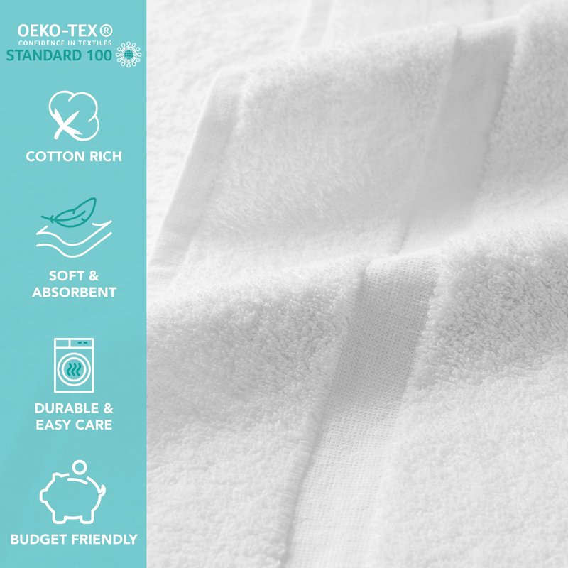 Arkwright Admiral Spa Bath Towels Bulk - Pack of 12 - Lightweight Absorbent Bathroom Towel, Quick Dry Cotton, Perfect for Home, Resort, Spa, and Shower, 25 x 54 in, White