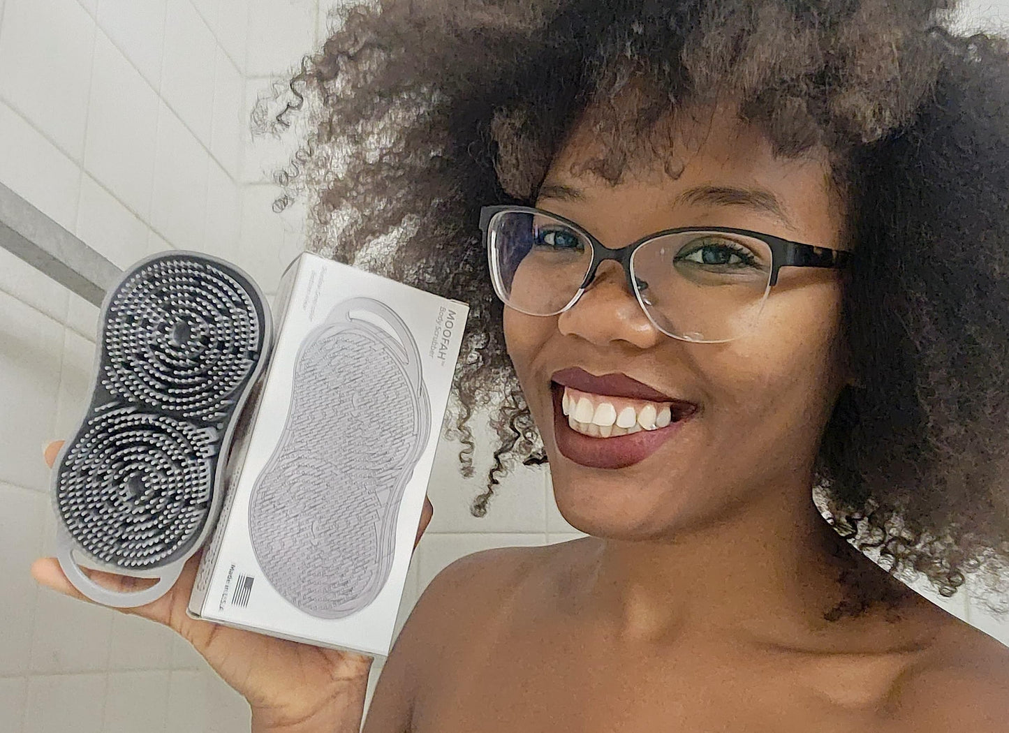 MOOFAH™ Body Scrubber- Deep Cleansing, Gentle Exfoliation for Smoother Skin, Soft-Touch Bristles, Made in USA by Chicago Comb, Easy Rinse, Quick-Dry (Shadow Grey)