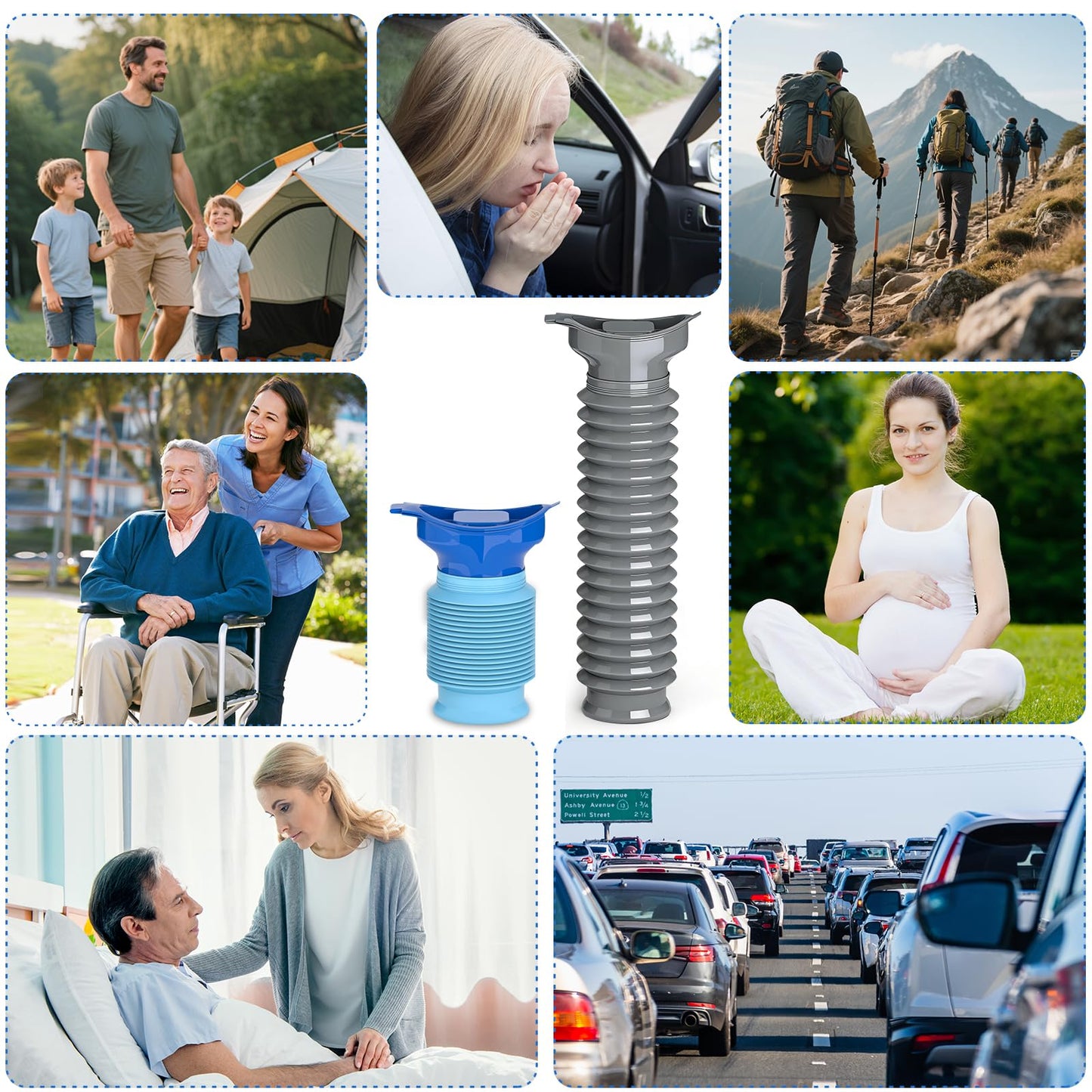 Pee Bottles for Men, Collapsible Emergency Urinal With Disposable Replacement Bags, Leakproof Car Pee Bottle for Men and Women, 750ml, 2-Piece Set Urine Bottle, Travelling, Traffic Jams & Hiking
