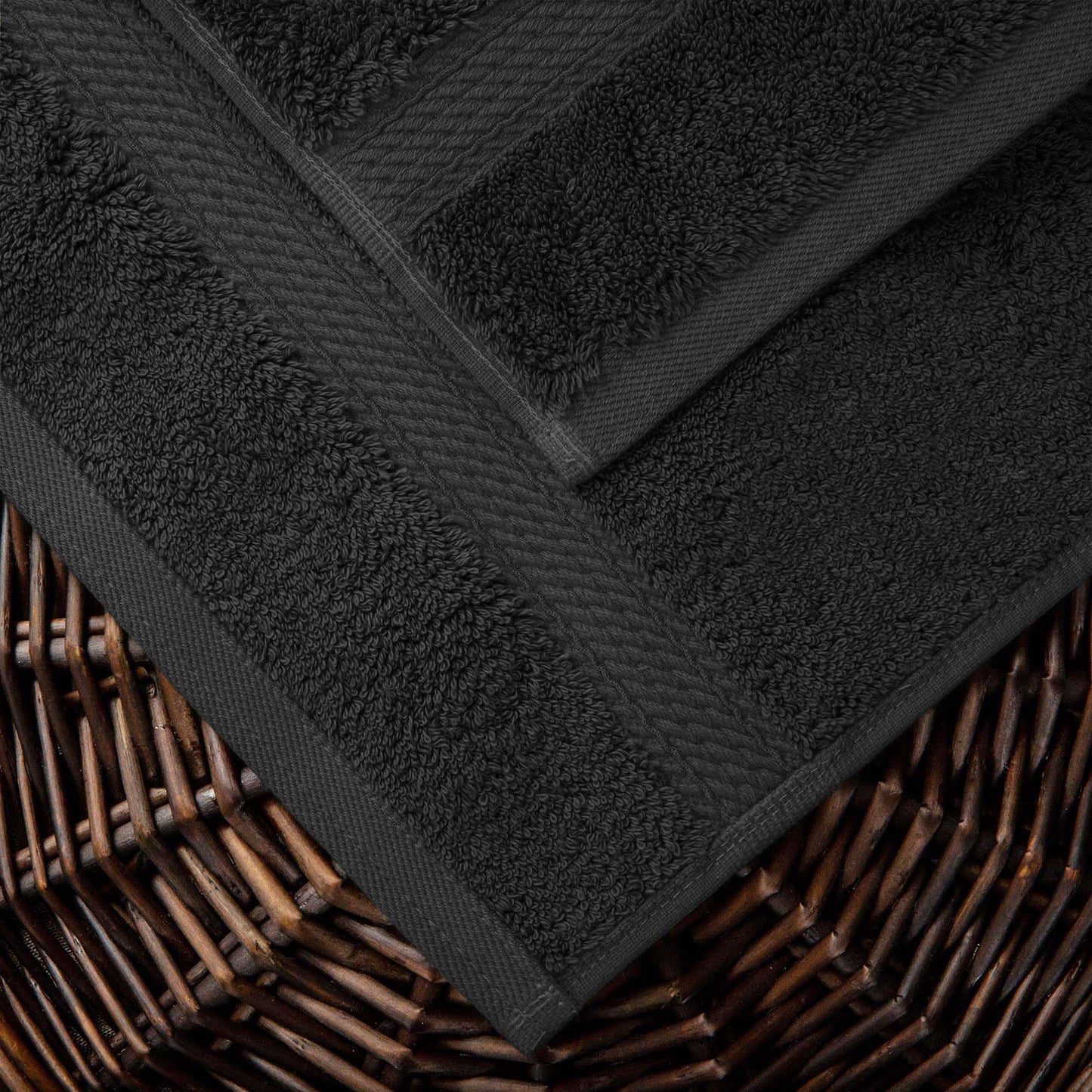 Superior Egyptian Cotton Pile 10 Piece Towel Set, Includes 2 Bath, 4 Hand, 4 Face Towels/ Washcloths, Ultra Soft Luxury Towels, Thick Plush Essentials, Guest Bath, Spa, Hotel Bathroom, Black