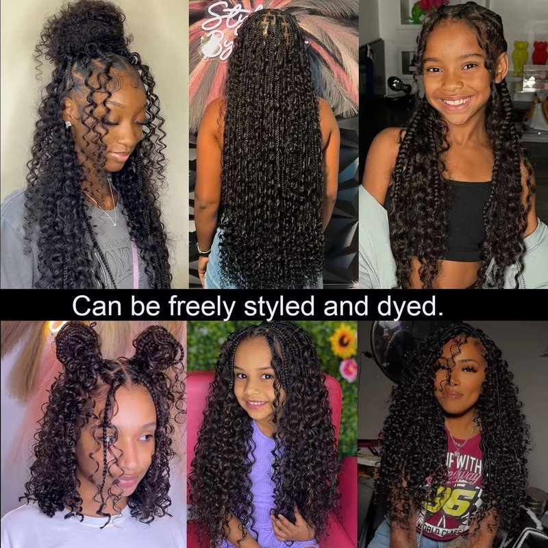 Lemoda Boho Human Hair Extensions - Burmese Curly Bulk for Knotless Braids | 12 Inch, 100g, Natural Black