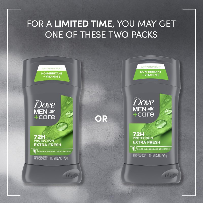 Dove Men+Care Men's Antiperspirant Deodorant Stick Extra Fresh With 72-hour Sweat & Odor Protection with 1/4 Moisturizing Cream & Long-lasting Citrus Scent 2.6 oz