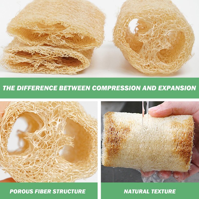 Loofah Natural, Shower Loofah 5Pcs 8-11" Natural Sponge Absorbent & Easy Foaming Luffa Sponges Soft Exfoliating Body Scrubber for Kitchen, Bathroom