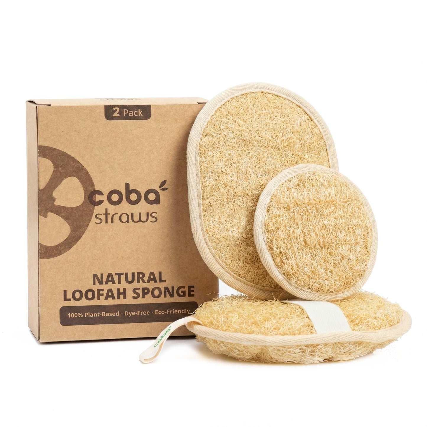 Coba Straws Natural Loofah Exfoliating Body & Facial Scrubber Set | 100% Plant-Based Shower Luffa Sponge for Deep Cleansing, Smooth & Glowing Skin | Bath Loofah for Women & Men