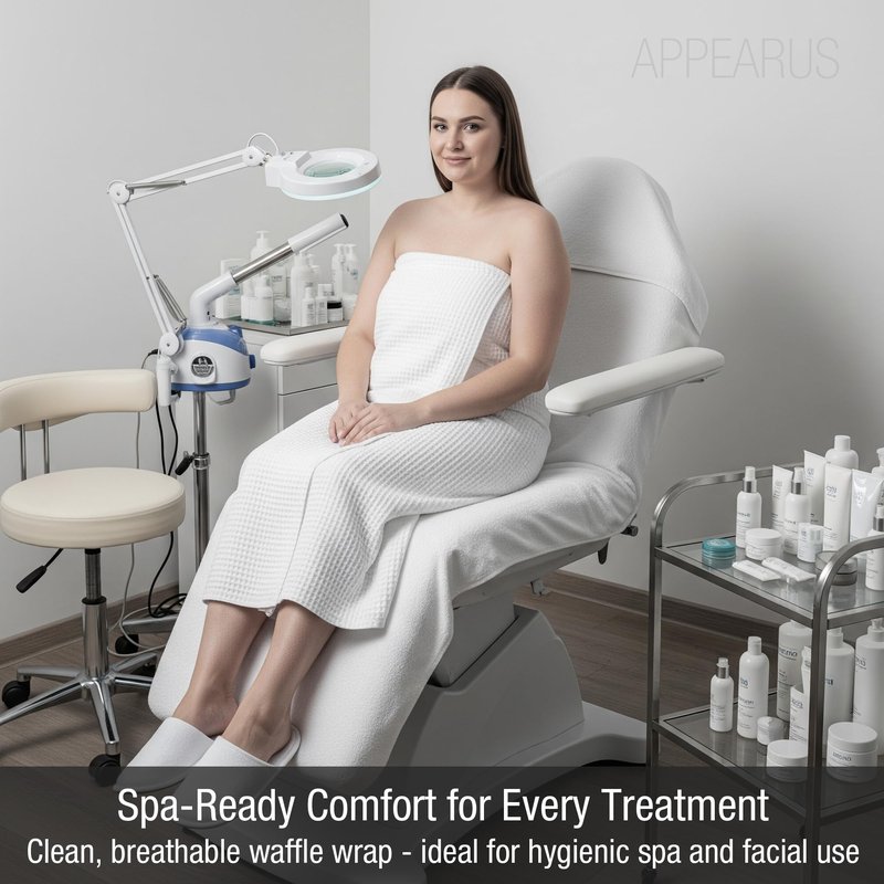 APPEARUS Women's Waffle Spa Bath Wrap with Adjustable Snap Closure - One Size (Fits S-L) Lightweight Quick-Dry Robe