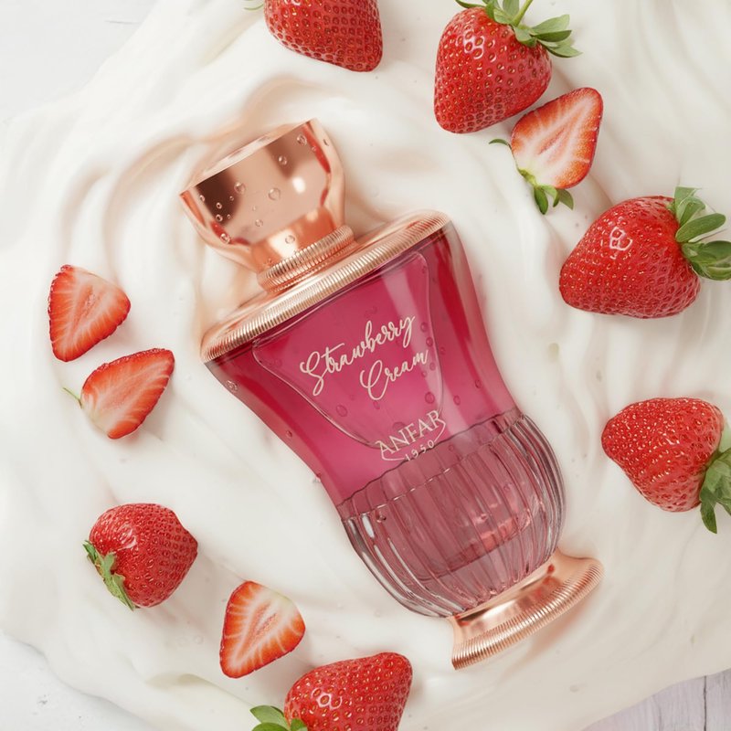 Anfar Strawberry Cream - Fruity Floral Gourmand Fragrance - Women Perfume - Notes of Freesia, Lemon, Marshmallow, and Whipped Cream - 3.4 oz