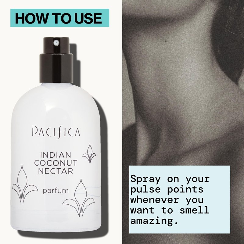 Pacifica Indian Coconut Nectar Spray Perfume, 2 oz – Warm Coconut & Vanilla Gourmand Fragrance for Women Clean Beauty Scent, Long-Lasting Beachy & Layerable, 100% Vegan & Cruelty-Free Made in USA