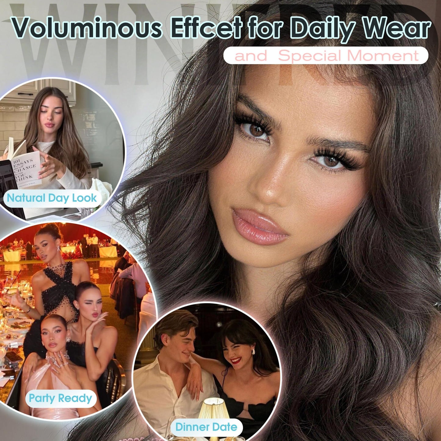Winifred Lash Clusters Wispy Eyelash Clusters Fluffy Cluster Eyelash Extensions Medium Volume Cluster Lashes Natural DIY 10-16mm Wide Band Lash Extensions Lightweight Hyrid Faux Mink Individual Lashes