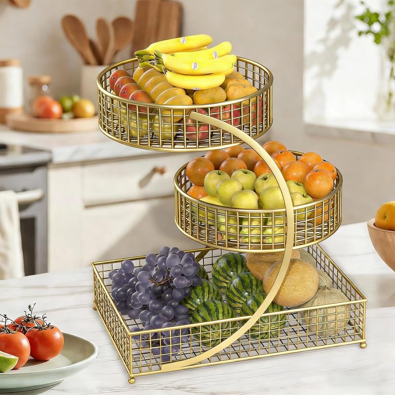 BCWW Makeup Organizer - 3-Tier Countertop Storage for Cosmetics & Skincare | Elegant Gold Finish