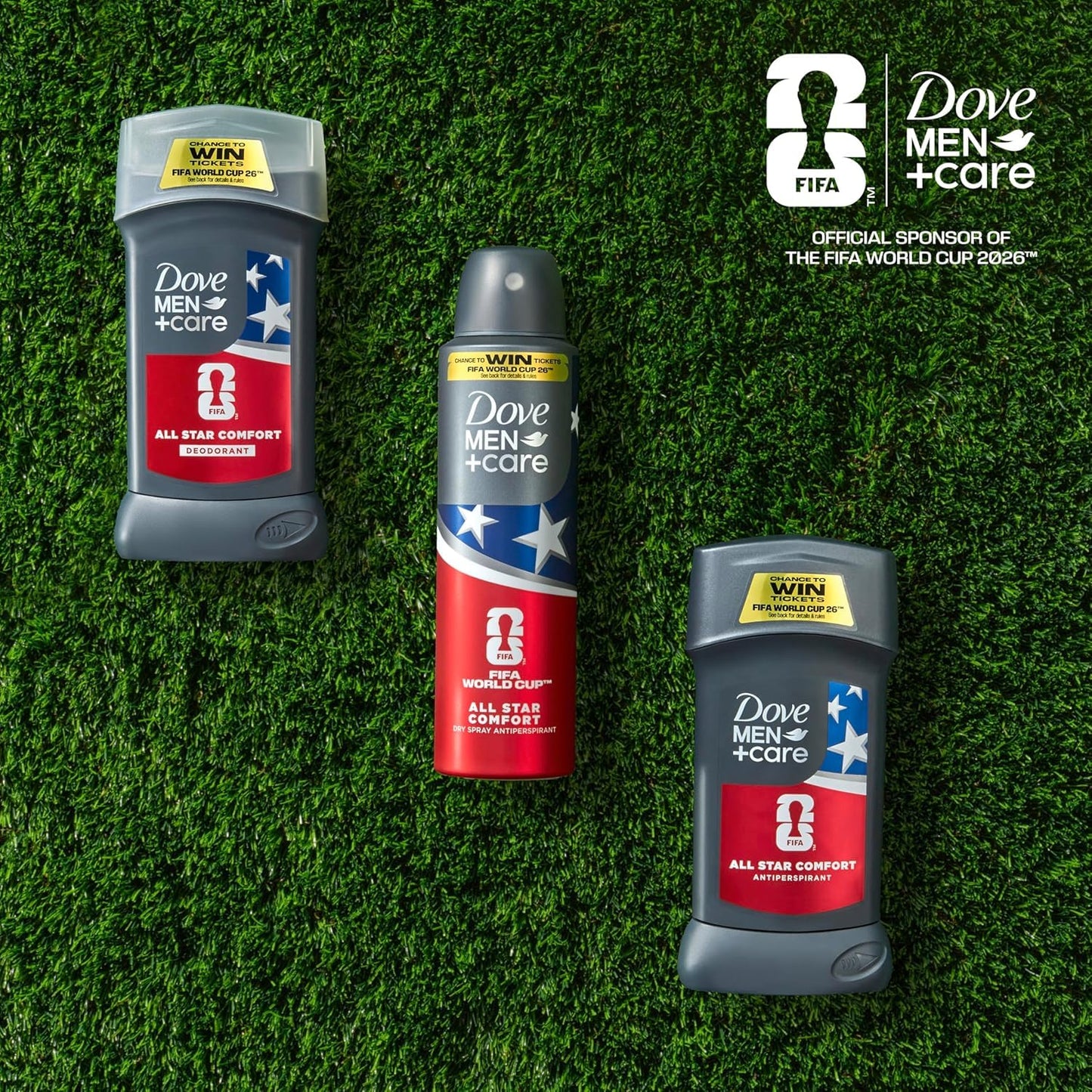 DOVE MEN + CARE Limited Edition FIFA Deodorant Stick for Men All Star Comfort for 72H Protection Neutralizes Odor 3.0 oz