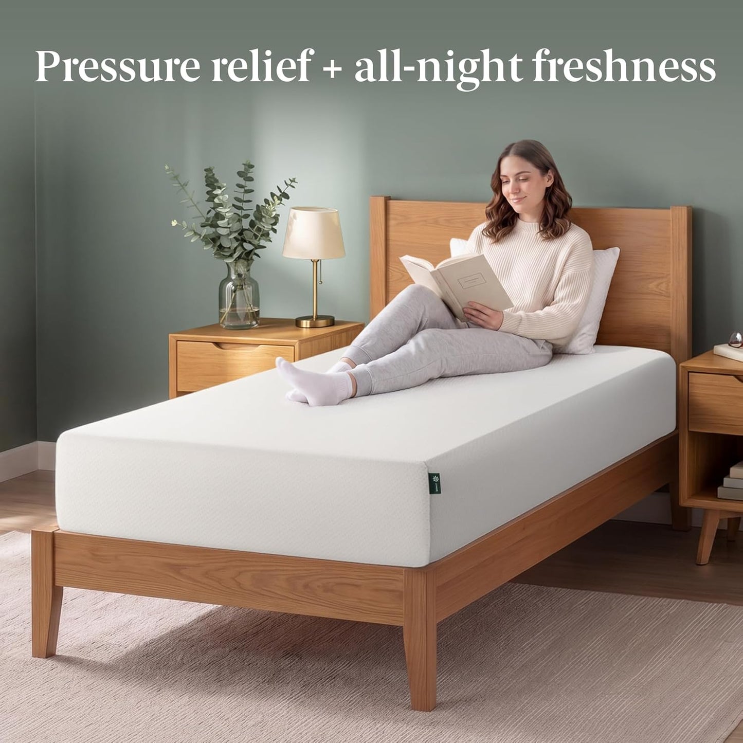 Zinus 8 Inch Twin Green Tea Memory Foam Mattress - Medium Firm, Fiberglass Free, Zoned Pressure Relief