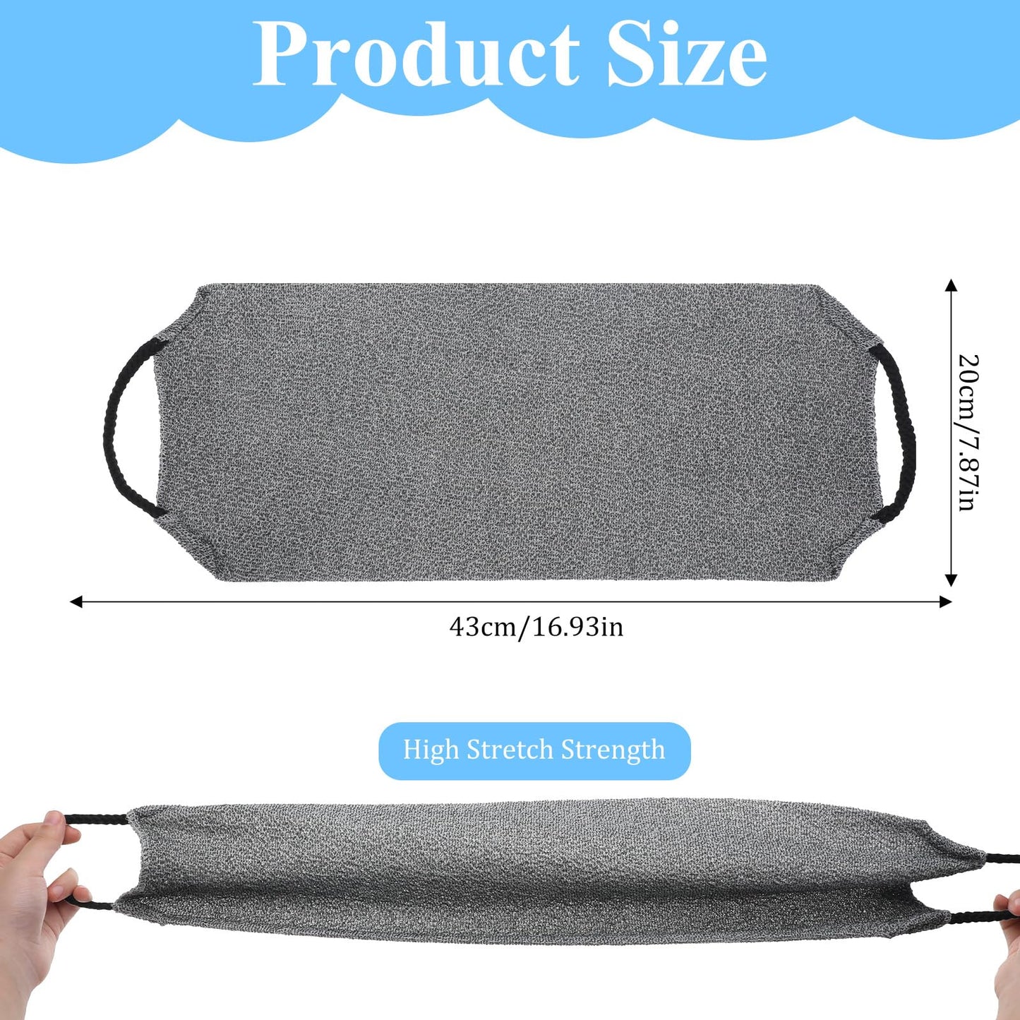 JJUNW 2 Pcs Double Back Exfoliator Body Towel Scrubber, Nylon Exfoliating Back Scrubber with Handles Body Bath Pull Strap Stretchable Cleans Skin Massages Invigorating Blood Circulation for Men Women