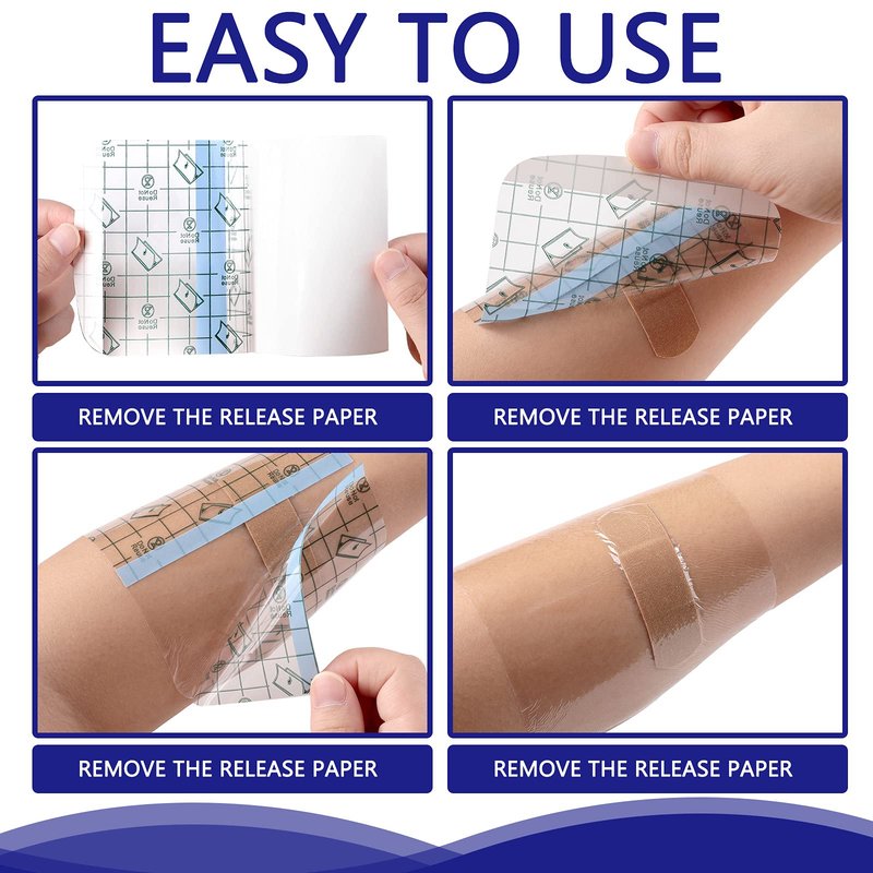 60 Pieces Tattoo Bandage Waterproof Adhesive Plastic Second Skin Cover Transparent Bandage Tape Tattoo Protection Film Bandages Supplies 2 Sizes, 3.9 x 5.1 inch and 5.9 x 7.7 inch