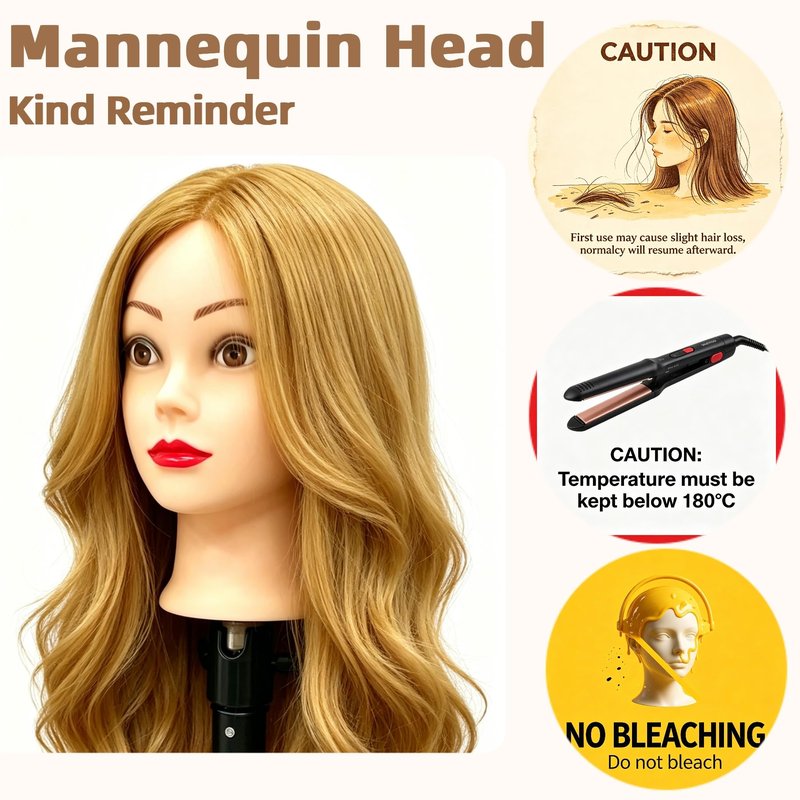 26"-28" Light Auburn Hair Mannequin Head Practicing Braiding, Cosmetology Mannequin Head with Hair for Styling, Training Doll Head for Group Practice Braids Skills and Have Fun